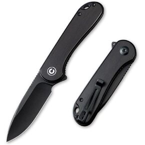 CIVIVI Elementum Pocket Knife, Folding Knife for EDC with 2.96" D2 Black Stonewashed Blade Cuibourtia Wood Handle, Flipper Knife with Clip for Men C907U