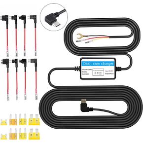 Car Dash Cam Hardwire Kit, Type-C Vehicle Hard Wire Set Fuse for Dashcam, 12V-24V to 5V Auto Camera Charger Power Cord with Low Voltage Protection, Universal for Most Cars