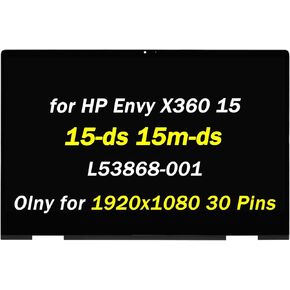 L53868-001 Replacement for HP Envy X360 15m-ds0011dx 15m-ds0012dx LCD Display 15m-ds0023dx 15-ds0003ca 15-ds0013ca 15-ds1086nr 15-ds 15m-ds FHD 15.6" LED Touch Screen + Bezel Display Assembly