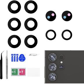 2 Pack Rear Camera Lens Replacement for Samsung Galaxy S24 Ultra Adhesive Back Camera Glass Lens with Full Fix Tool Repair Kit Tweezers Dust Cloth for S24 Ultra SM-S928U SM-S928U1