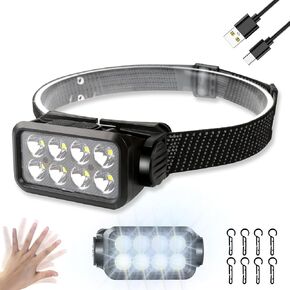Headlamp, Rechargeable Headlamp with 6 Modes, 1000 Lumen Super Bright LED Headlamps, Motion Sensor Head Lamp with IPX4 Waterproof for Outdoor Camping Running Hiking Fishing