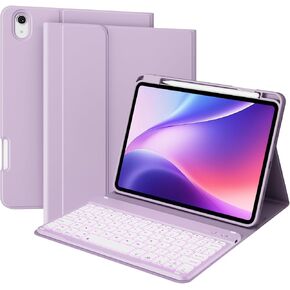 kenke Case with Keyboard for iPad Air 11 inch 7th (M3/M2) 2025/2024 & Air 5th/4th Generation 10.9 Inch with Right Pencil Holder, 7-Color Backlit Wireless Detachable Folio Keyboard Cover, Purple in Kuwait