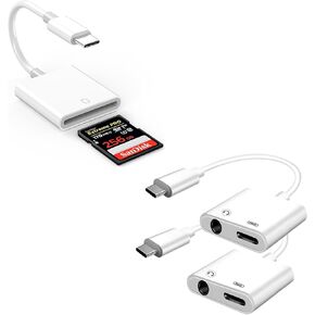 USB C إلى 3.5 ملم محول الشاحن ومحول الشاحن ＆ USB C قارئ بطاقة SD