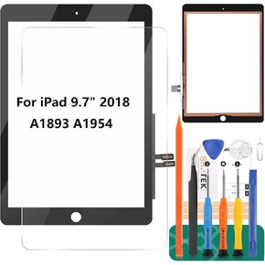 Touch Screen Digitizer for iPad 9.7" 2018 iPad 6 6th Gen A1893 A1954 Glass Replacement Repair Parts (NO LCD, Without Home Button)+Pre-Installed Adhesive+Tools+Tempered Glass