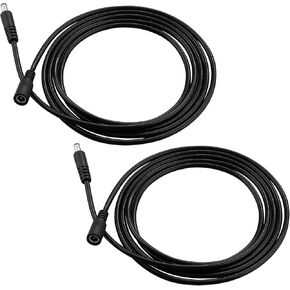 Chewproof DC Power Extension Cable, 5.5mm x 2.1mm Extension Cord, 12V Extension Cord for CCTV Security Camera, IP Camera, etc., Male to Female Plug Supply Adapter Power Cord,2 Pack