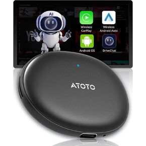 AD5 Wireless CarPlay Adapter & Android Auto Wireless Adapter, 2025 Upgrade Plug & Play Car Video Box, Ai Box CarPlay Dongle Compatible with Netflix, YouTube, Dual Wi-Fi, ChatGPT, Gray Black