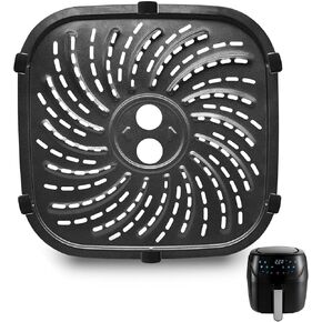 GWY Air Fryer Accessories for PowerXL Vortex Pro 8 QT Air Fryer, Oval Nonstick 10''*10''Air Fryer Replacement Parts Tray Basket Grill Pan Grill Plate Crisper Plate with Rubber Bumpers,Dishwasher Safe