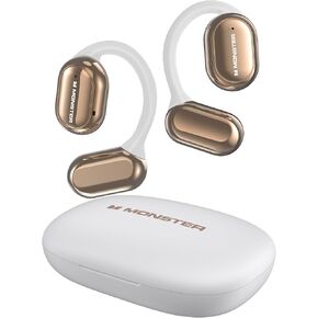 Monster Open Free AC100 Open Ear Bluetooth 5.3 Headphones, Wireless Earbuds with Earhooks, Immersive Stereo Sound by 16mm Large Driver, Clear Calls, 30H Playtime, Waterproof Sport Earbuds for Running