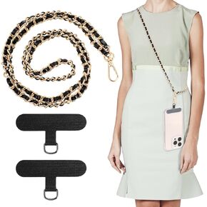 Adjustable Cell Phone Chain with Patch Universal Phone Lanyard Anti-Theft Crossbody Strap Metal Phone Neck Holder Wristlet Multifunctional Cellphone Patch Lanyard for Women Compatible Most Smartphone