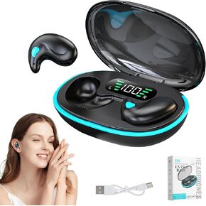 Bone Conduction Sleep Bluetooth Earbuds, in-Ear 5.3 Wireless Noise Canceling Earbuds for Sleep, Wireless Headphones Rechargeable Sleeping Earphones, Wireless Earbuds for Sport, Work (Black)