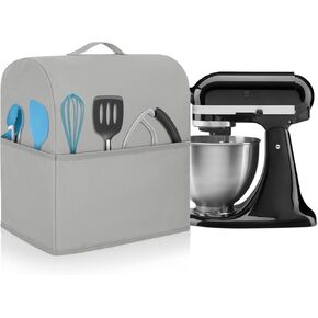 Stand Mixer Dust Cover Compatible with Kitchenaid 6/7/8 Quart Water-resistant Kitchen Aid Mixer Cover with 3 Pockets and Handle (Grey)