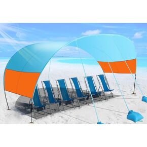Beach Canopy Sun Shade, Beach Shade Canopy Wind Sail Camping Sun Shelter Outdoor Beach Tent Sun Shelter Easy Set Up Beach Canopy for Camping, Backyard, Fishing and Picnics (Patent Pending)