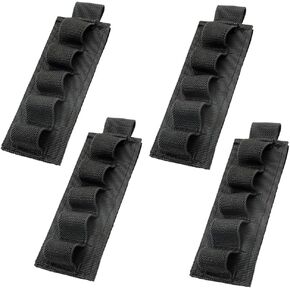 Nylon Buttstock Holder Rifle Cartridge Shotgun Ammo Carrier with Adhesive Side Saddle Backing Strip (5 Rounds - 4 Pack)