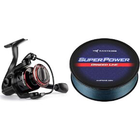 KastKing Brutus Spinning Reel,Size 2000 Fishing Reel & KastKing Superpower Braided Fishing Line, Gray, 15 LB, 150 Yds