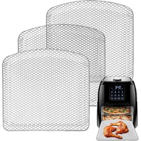 Air Fryer Drip Tray 3 PCS for Chefman 6.3QT 4-In-1 Digital Air Fryer Oven, 9.53''× 9.53''× 0.59'' Steel Air Fryer Plate Replacement Parts wire Rack