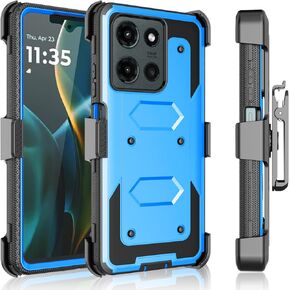 Tekcoo Holster Case for Motorola Moto G 5G (2025 Only) | XT2513 [Tshell] Shock Absorbing [Built-in Screen Protector] [Kickstand Locking Belt Clip] Carrying Swivel Defender Full Body Cover [Black]