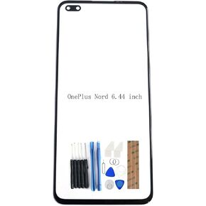 FainWan Front Screen Glass Outer Panel Lens Replacement +OCA Repair Tools Kit Compatible with Oneplus Nord AC2001 AC2003 6.44-inch Black Adhesive