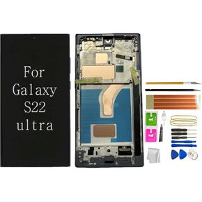 Galaxy S22 Ultra LCD Screen Replacement for Samsung Galaxy S22 Ultra 5G (SM-S908 Series) - LCD Display Touch Digitizer Assembly with Frame, with Tools Kit, No Built-in Fingerprint Sensor(Burgundy)