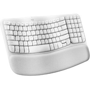 Logitech Wave Keys for Mac, Wireless Ergonomic Keyboard with Cushioned Palm Rest, Comfortable Natural Typing, Bluetooth Keyboard, Easy-Switch, Optimized for Mac, Apple, iPad - Off White(Renewed)