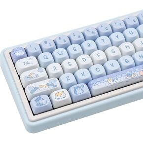 130 Keys Cute Capybara Gradient Keycaps, 1.7mm Thick PBT Pink and Green MOA Profile Keycap for ANSI/ISO Layout Cherry MX Switches Mechanical Keyboard