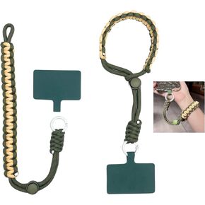 Phone Strap Lanyard, Adjustable Phone Lanyard with Two-Color Braided, Phone Wrist Strap for Phone Case, Camera Strap, Cell Phone Wrist Lanyard, 2 Pack（Green