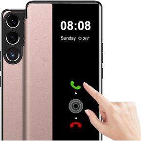 for Samsung Galaxy S22 Ultra Case Flip Leather Clear S-View [Touchable Window] for Samsung S22 Ultra Phone Case Smart Window Hard Flip Shockproof Protective Cover Galaxy S22 Ultra 5G (Black)