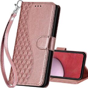 for Samsung Galaxy A14 5G Wallet case, Flip Folio Cover with Stand Feature for Women Men, PU Leather Phone Case Fit for Samsung Galaxy A14 5G [Rose Gold-Butterfly]