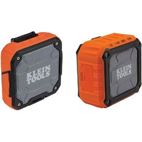 Klein Tools AEPJS2 and AEPJS1 Bluetooth Speakers With Magnetic Strip, Hook, Wireless Portable Jobsite Audio, Hands-Free Calls, IPX5 Waterproof, Worksite Ready