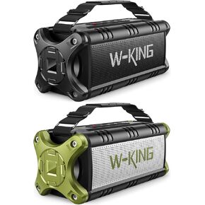 W-KING Bluetooth Speaker, 90W Max Loud Speakers Bluetooth Wireless, IPX6 Waterproof Portable Outdoor Speaker with 50W Deep Bass/2 Powerful Subwoofer/40H/Power Bank/EQ/TF/AUX/NFC for Pool/Party