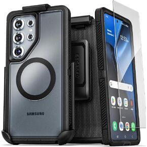 Encased Designed for Samsung Galaxy S25 Ultra Case with Belt Clip (Compatible with MagSafe Qi2) Dual-Layer Rugged Cover with Phone Holster (Voyager Series) (S25 Ultra)