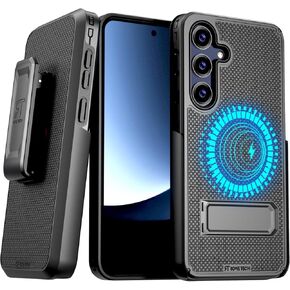 for Samsung Galaxy S25 Compatible with MagSafe Magnetic Heavy Duty Slide Hip Phone Cover with Kickstand for Galaxy S25 - Black
