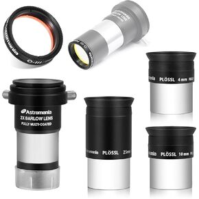 Astromania 1.25" O-III Filter - Bundle with - 1.25" Plossl Eyepieces(4/10/25mm) with 2X Barlow