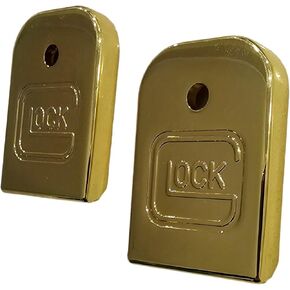 Set of 2 Metal Magazine Base Plate Butt for Glock 17 19 22 23 26, Gen 1-5, Compatible with 9mm .40 .357. Gold Plated