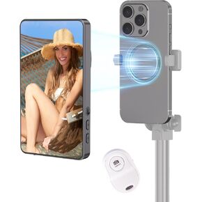 Vlog Selfie Monitor Screen Support Wireless Synchronization, Remote Control Operation, 0 Latency, 1800mAh Battery, Back Camera Monito for iPhone & Android Phone,Selfie Monitor Screen Phone