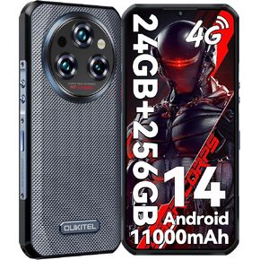 OUKITEL WP35S Rugged Phone Unlocked - 24GB+256GB Android 14 Rugged Phone,11000mAh Large Battery,6.56" FHD+ 48MP Main Camera IP68/IP69K Waterproof Cell Phone 4G Dual SIM NFC/OTG/BT5.0/T-Mobile,Green