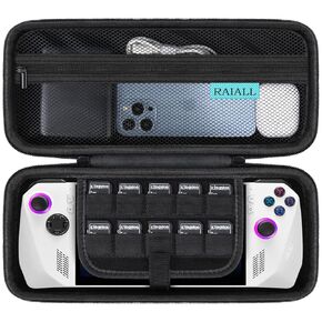 RAIALL Hard Case for ASUS ROG Ally/ ROG Ally X Gaming Handheld Console, Protective Portable Hard Travel Carry Case Shell Pouch with Pockets for Game Cards, Cable Charger and Earphone, Black