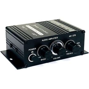 AK270 Mini Stereo Amplifier, 2 Channel Home Audio Power Amplifier System, Mixer Sound Stereo Amp Receiver for Car Home Speakers Singing Guitar and so on