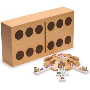 مجموعة كاملة من القطار المكسيكي من شركة Yellow Mountain Imports مع 12 قطعة دومينو مزدوجة (نقاط/نقاط)، ومحور خشبي، وعلامات قطار مصبوبة، ولوحة تسجيل in Kuwait