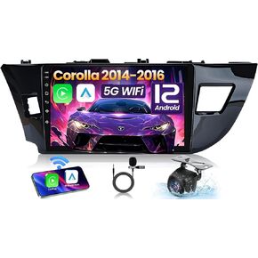 for Toyota Corolla Radio 2014-2016 Replacement: Upgrade 2G+64G 5GWiFi 10.1" 1280 * 800 Touch Screen Head Unit Wireless Carplay Android Auto Bluetooth GPS RDS EQ HiFi FM Mirror Link SWC Backup Camera
