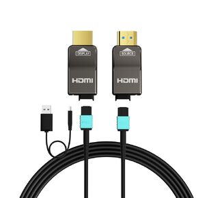 8K Detachable Pure Fiber Optic Armored HDMI 2.1 Cable 50FT, Ultra High Speed 48Gbps, Support 8K@60Hz 4K@120Hz, Dynamic HDR, eARC, Compatible with PS5/Xbox/HDTV/Blu-ray/Monitor/Projector