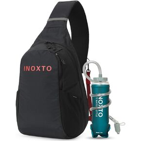 Crossbody Sling Bag for Men Women,Sling Backpack Shoulder Chest Bag Daypack with 500ML Soft Flask for Hiking Travel