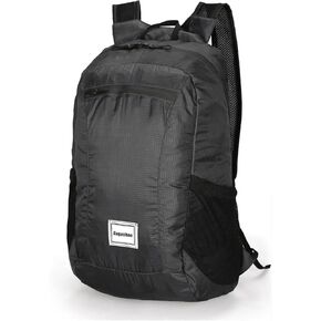 Small Foldable Hiking Daypack Packble Skin Casual Backpack Camping Cycling Travel Outdoor Day Bags Useful (Black)