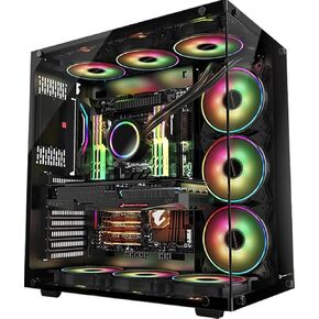 GAMEPOWER Warcry Edge Mid-Tower ATX Gaming Pc Case, Elegant Design, Dual-Compartment Tempered Glass, Includes 1x PWM Fan, Type-C, Dust Filter, Black