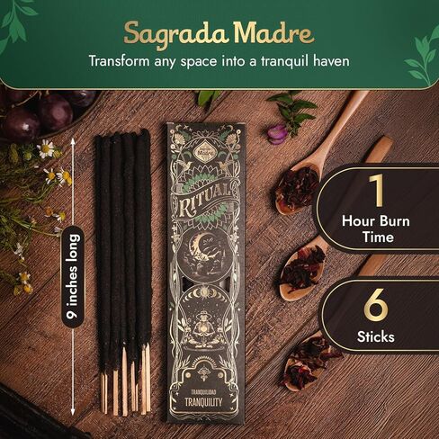 Ritual - Full Moon Incense Sticks, Expresses Your Intentions and Desires, 6 Sticks, 9 Inches Each, Organic Incense with Aromatic Concentrated Oil, Charcoal, Natural Binder & Salt - 1 Hour Burn Time in Saudi Arabia