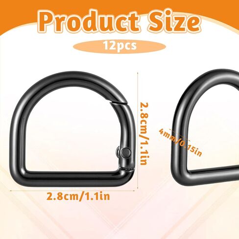 12Pcs Small D Ring Carabiner Clips, Stainless Steel Mini Carabiner Keychain Spring D Rings Hook for Dog Collars Car Keyring Backpack Clips Webbing Buckle Paracord Keyrings Purse Chain in Saudi Arabia