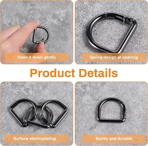 12Pcs Small D Ring Carabiner Clips, Stainless Steel Mini Carabiner Keychain Spring D Rings Hook for Dog Collars Car Keyring Backpack Clips Webbing Buckle Paracord Keyrings Purse Chain in Saudi Arabia