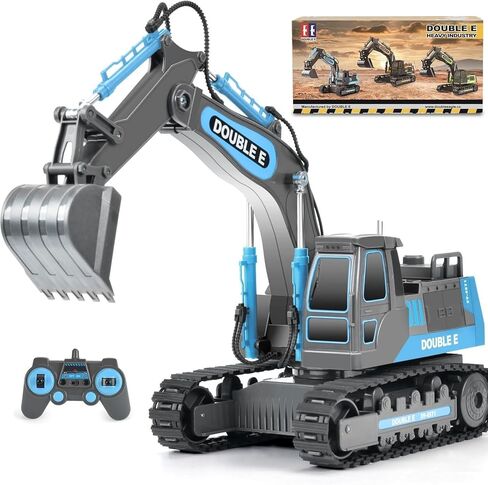 DOUBLE E Remote Control Excavator Toy 2 Batteries Digger Hydraulic Construction Vehicles RC Trucks Toys for Boys Girls Kids 3 4 5 6 7 8 9 10 Year in Kuwait