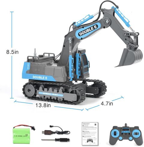 DOUBLE E Remote Control Excavator Toy 2 Batteries Digger Hydraulic Construction Vehicles RC Trucks Toys for Boys Girls Kids 3 4 5 6 7 8 9 10 Year in Kuwait