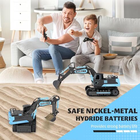 DOUBLE E Remote Control Excavator Toy 2 Batteries Digger Hydraulic Construction Vehicles RC Trucks Toys for Boys Girls Kids 3 4 5 6 7 8 9 10 Year in Kuwait