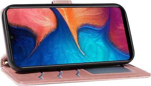 Asuwish Phone Case for Samsung Galaxy A20 A30 Wallet Cover with Tempered Glass Screen Protector and Wrist Strap Lanyard Card Holder Slot Stand Flip Cell Purse M10s A 30 20A A205G Women Men Rose Gold in Kuwait